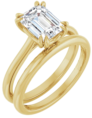 14K Yellow 8x6 mm Emerald Solitaire Engagement Ring Mounting (6)