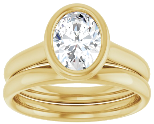 Sužadėtuvių Žiedas „Bezel-Set Solitaire“ 10k yellow gold Oval 8mm x 6mm (8)