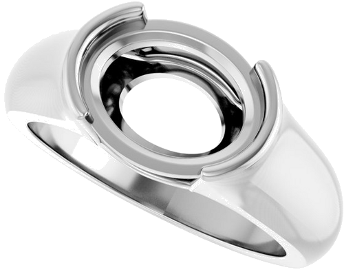 Sužadėtuvių Žiedas „Half Bezel Solitaire“ 14k white gold Oval 10mm x 8mm (5)