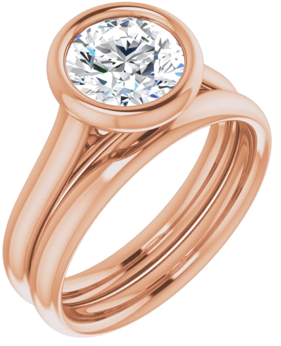 Sužadėtuvių Žiedas „Bezel-Set Solitaire“ 585 Rožinis Aukso Round 7.4mm (6)