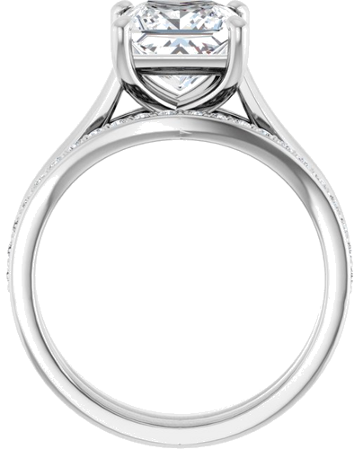 14K White 7 mm Square Solitaire Engagement Ring Mounting (7)