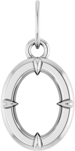 Pakabukas „Oval Claw-Prong Bezel-Style Charm“ 14k white gold Oval 7mm x 5mm (1)