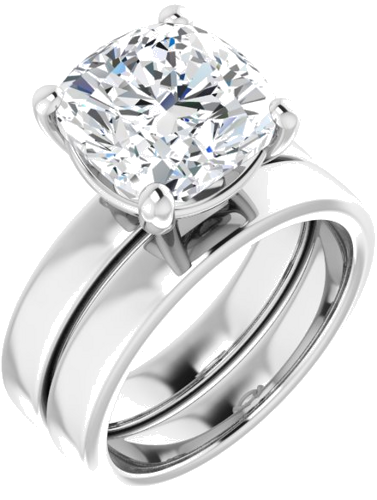 Sužadėtuvių Žiedas „Solitaire“ 14k white gold Cushion 10mm (6)