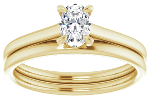 Sužadėtuvių Žiedas „Solitaire“ 585 Geltonojo Aukso Oval 6mm x 4mm (8)