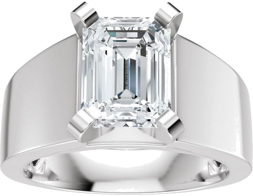 Sužadėtuvių Žiedas „Solitaire Cathedral-Style“ 14k white gold Emerald 10mm x 8mm (3)