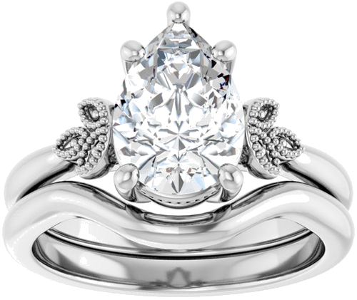 Sužadėtuvių Žiedas „Solitaire“ 14k white gold Pear 10mm x 7mm (8)
