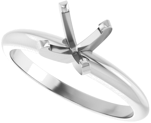 14K White 6-6.6 mm Round 4-Prong Comfort-fit Solitaire Ring Mounting (5)