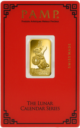 5 г Инвестиционный золотой слиток Год Крысы PAMP (2)