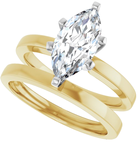 Sužadėtuvių Žiedas „Solitaire“ 14k yellow/white gold Marquise 12mm x 6mm (10)