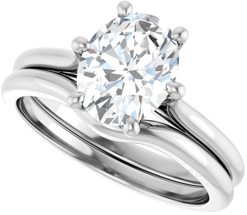 Sužadėtuvių Žiedas „Solitaire“ 14k white gold Oval 9mm x 7mm (10)