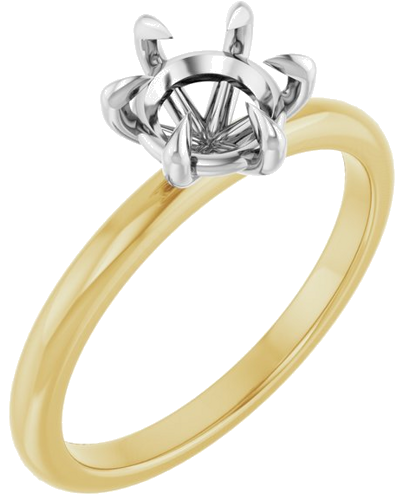 Sužadėtuvių Žiedas „Claw-Prong“ 14k yellow/white gold Round 6.5mm (1)