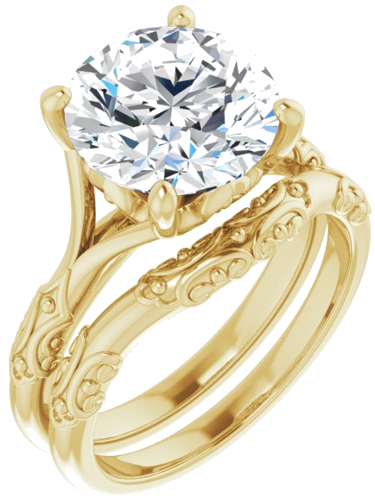 Sužadėtuvių Žiedas „Solitaire Sculptural“ 14k yellow gold Round 10mm (6)