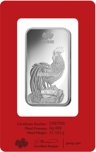 1 oz Collectible Investment Silver Bar 2017 Year of the Rooster Lunar PAMP (2)