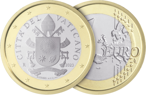 2023 Vatikanas Pranciškaus Herbas 1 euro BU moneta kortelėje (3)