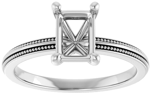 Sužadėtuvių Žiedas „Solitaire Milgrain“ 14k white gold Emerald 7mm x 5mm (3)