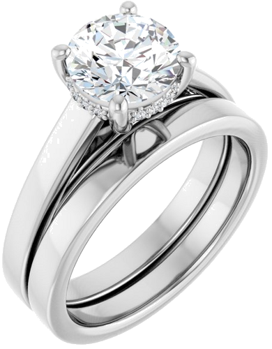 Sužadėtuvių Žiedas „Hidden Halo-Style“ 14k white gold Round 7.4mm (6)