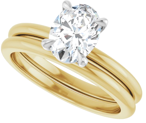 14K Yellow White 8x6 mm Oval Solitaire Engagement Ring Mounting (10)