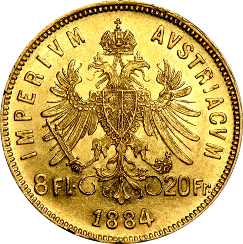 8 флоринов Австрийская империя Франц Иосиф I золотая монета (2)