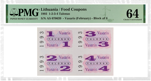 1991 Lietuva 1 talons PMG GEM UNC 66 (bez brīdinājuma teksta) (1)