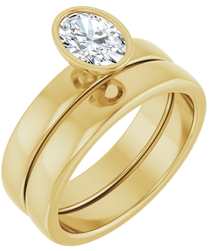 Sužadėtuvių Žiedas „Bezel-Set Solitaire“ 14k yellow gold Oval 7mm x 5mm (6)