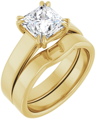 Sužadėtuvių Žiedas „Double Claw-Prong Solitaire“ 10k yellow gold Square 7mm (6)