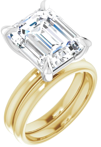 Sužadėtuvių Žiedas „Solitaire“ 585 Baltojo Ir Geltonojo Aukso Emerald 12mm x 10mm (6)