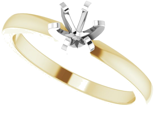 Sužadėtuvių Žiedas „Solitaire“ 585 Baltojo Ir Geltonojo Aukso Round 4.4mm (5)