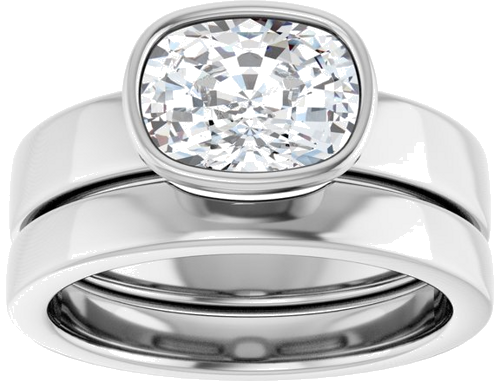 Sužadėtuvių Žiedas „Bezel-Set Solitaire“ 950 Platinos Elongated Cushion 8.5mm x 6.5mm (8)
