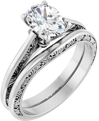 Sužadėtuvių Žiedas „Solitaire Sculptural“ 950 Platinos Oval 8mm x 6mm (6)