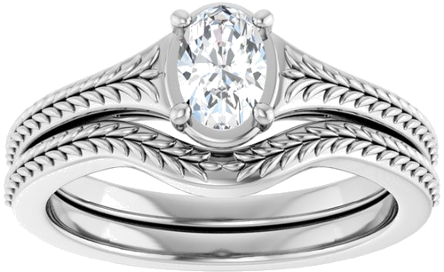 Sužadėtuvių Žiedas „Solitaire“ 10k white gold Oval 6mm x 4mm (8)