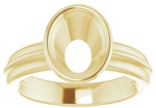 Sužadėtuvių Žiedas „Bezel-Set Solitaire“ 585 Geltonojo Aukso Oval 9mm x 7mm (3)