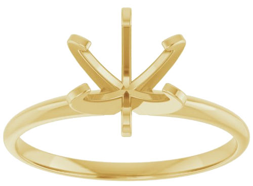 14K Yellow 7.3-7.7 mm Round 6-Prong Solitaire Engagement Ring Mounting (3)