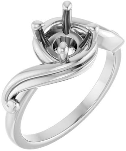 Sužadėtuvių Žiedas „Solitaire“ 14k white gold Round 6.5mm (1)