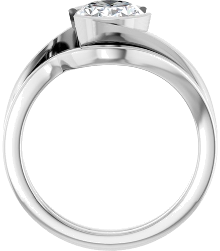 Sužadėtuvių Žiedas „Half-Bezel Solitaire“ 14k white gold Oval 9mm x 7mm (7)