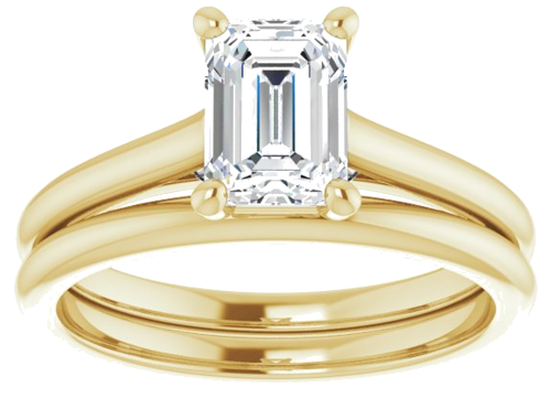 14K Yellow   White  7x5 mm Emerald Solitaire Engagement Ring Mounting (8)