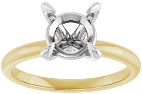 14K Yellow White 8 mm Round Engagement Ring Mounting (3)