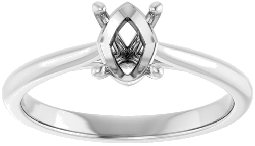 14K White 7x5 mm Oval Solitaire Engagement Ring Mounting (3)