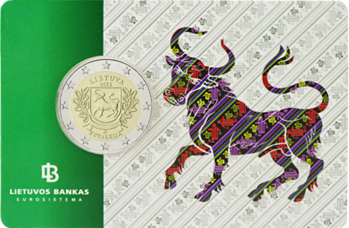 2022 Литва Suvalkija Монета с номинал 2 евро върху карта (1)