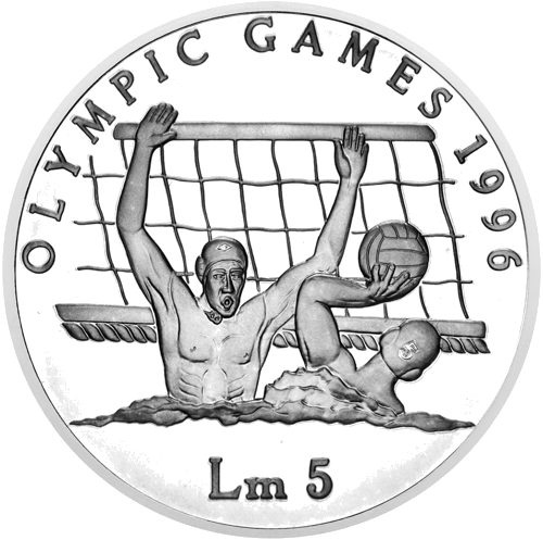 5 Liri Olympic Games 1996 Malta silver coin (1)