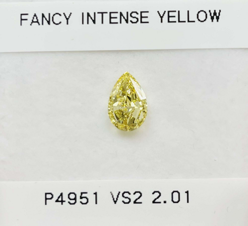 2.01 carat Fancy Intense Yellow-VS2 Natūralus Pear Deimantas (1)