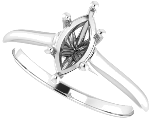 14K White 9x4.5 mm Marquise Solitaire Engagement Ring Mounting (5)
