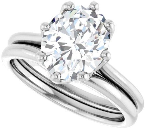Sužadėtuvių Žiedas „Solitaire“ 14k white gold Oval 10mm x 8mm (10)