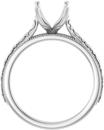 Sužadėtuvių Žiedas „Solitaire Sculptural“ 14k white gold Emerald 9mm x 7mm (2)
