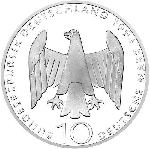 10 markių Vokiečių pasipriešinimas 1994 sidabrinė moneta (2)