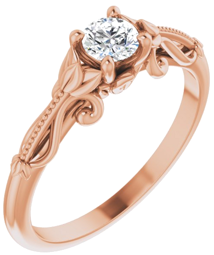 Sužadėtuvių Žiedas „Solitaire Sculptural“ 14k rose gold Round 4.1mm (6)