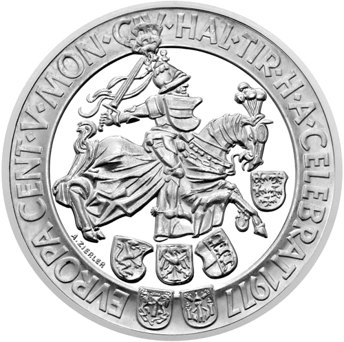 100 šiliņi Hāles monētu kaltuve 1977 Austrija sudraba monēta (1)