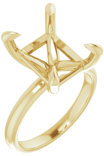 14K Yellow  12x10 mm Emerald Solitaire Engagement Ring Mounting (1)