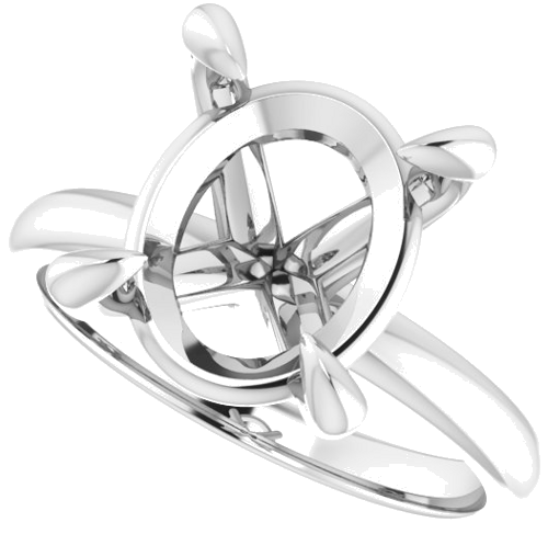 14K White  12x10 mm Oval Solitaire Engagement Ring Mounting (5)