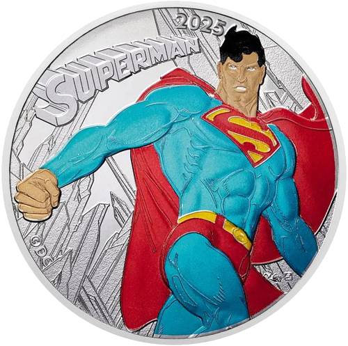 DC Comics 10 eurų SUPERMAN  2025 Prancūzijos sidabrinė moneta BU kortelėje (2)