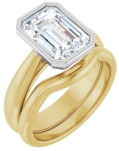 Sužadėtuvių Žiedas „Bezel-Set Solitaire“ 14k yellow/white gold Emerald 10mm x 7mm (6)